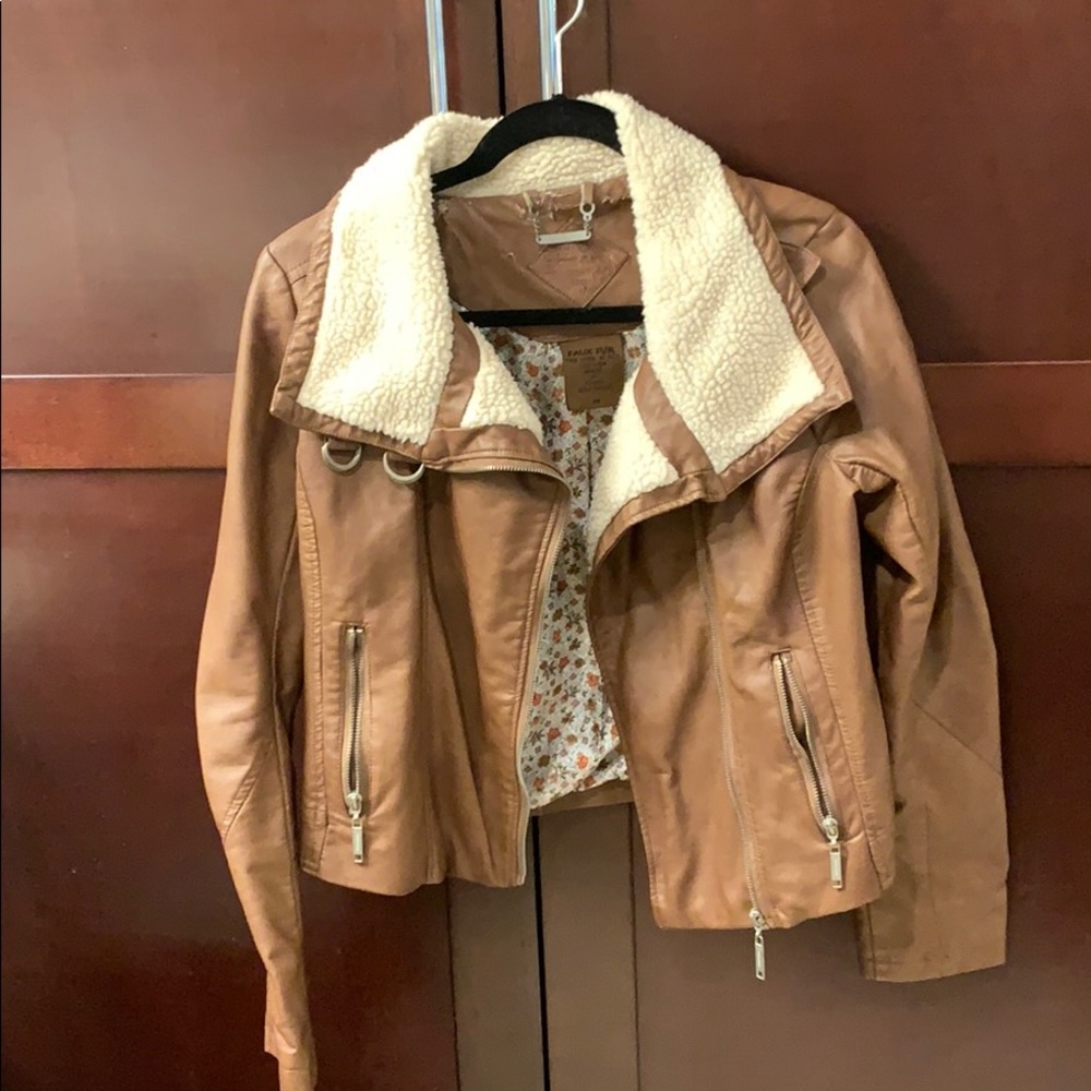 Faux leather airline jacket - brown size M